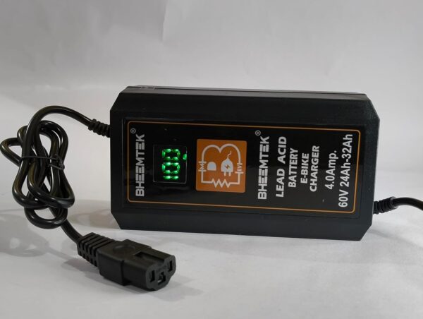 Bheemtek 60V 4A Lead Acid Battery Fast Charger | 5-Series 24Ah–36Ah with T 3-Pin Connector